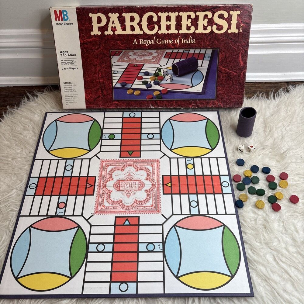 Vintage 1989 Milton Bradley Parcheesi - Royal Board Game of India. 100% Complete